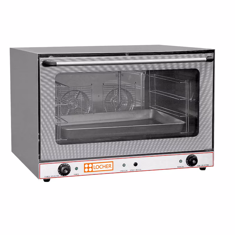 LOCHER hot air oven with steam injection LH80, 4 trays: 600 x 400 mm, spacing 70 mm, 400 V