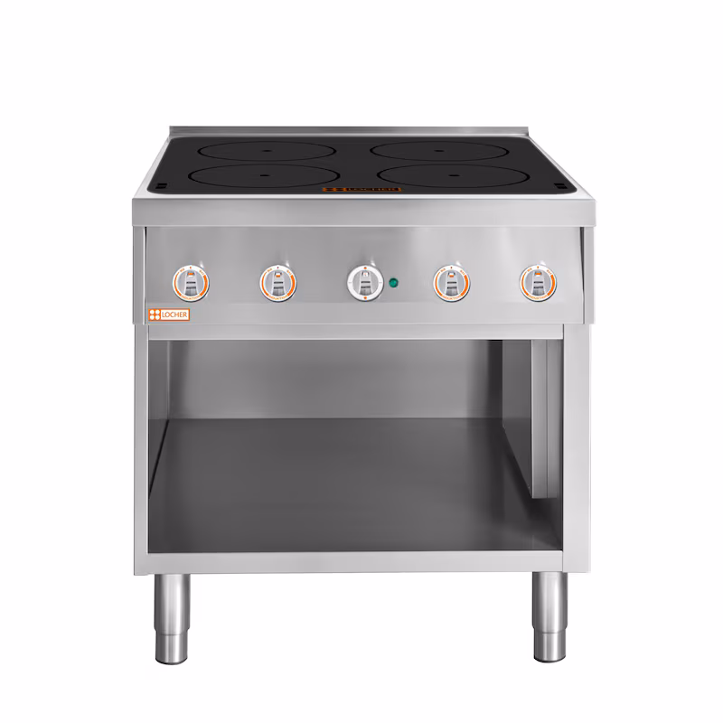 LOCHER induction hob, 4 cooking zones, 5 kW each, 400 V