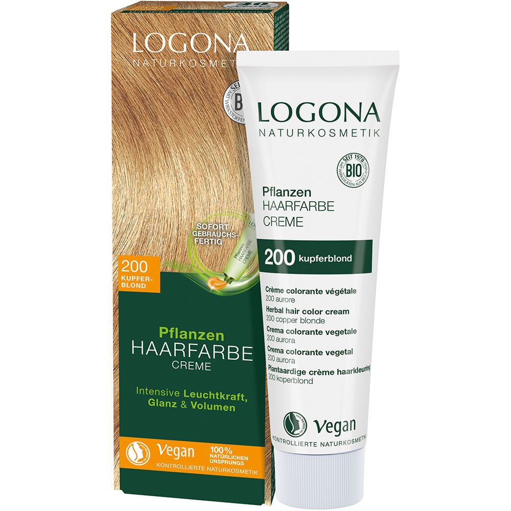 LOGONA Naturkosmetik Pflanzen-Haarfarbe Creme 200 Kupferblond 150 ml