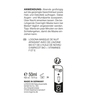 Logona Nourish soothing overnight mask