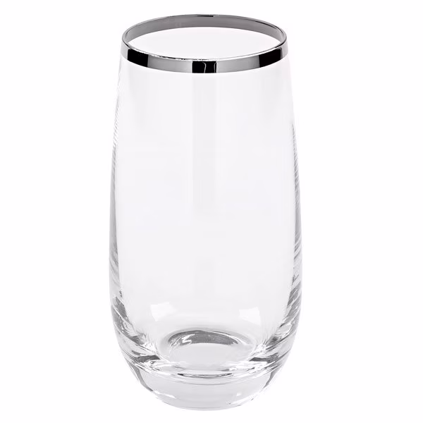 Long drink glass Platinum2 with platinum rim from Fink