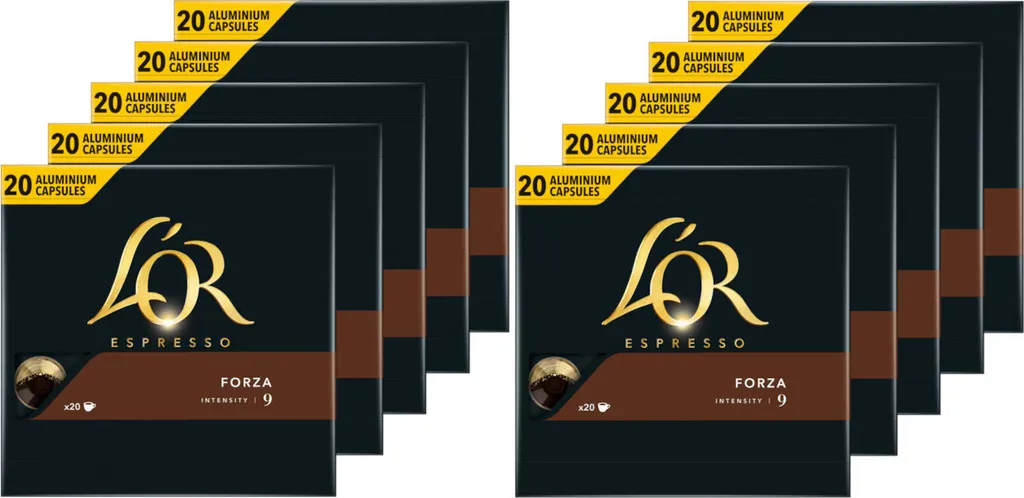 L'OR LOR Capsules Forza 9 Espresso 10 x 20 Nespresso®* compatible coffee capsules