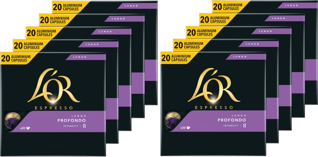 L'OR LOR Capsules Lungo Profondo 8 Nespresso®* compatible 10 x 20 coffee capsules