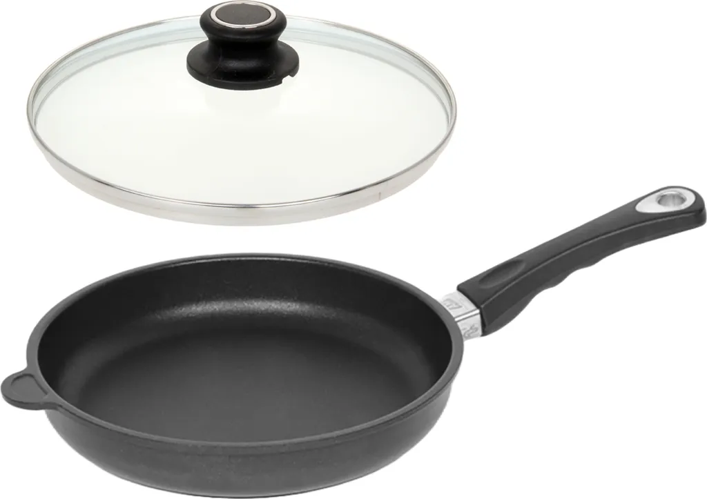 LOTUS cast iron pan, flat pan Ø 26cm, base 20.5cm, height 5.1cm with lid