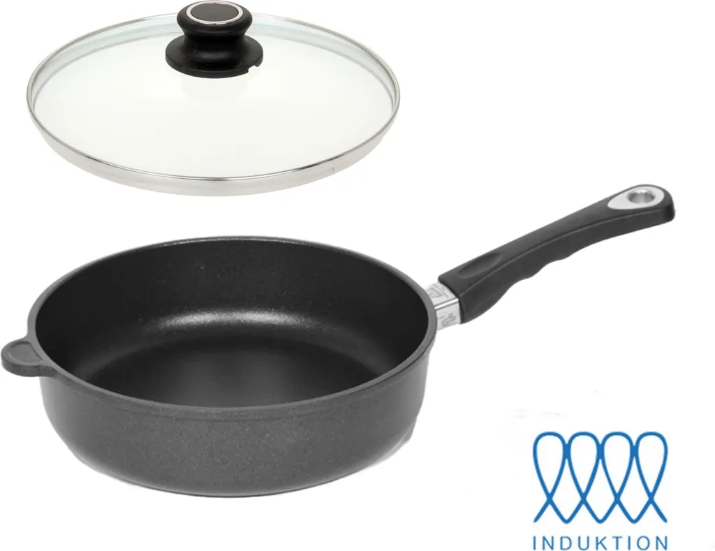 LOTUS cast iron pan, high-sided, Ø 20cm, induction, W15cm, H7.5cm, Germany + lid