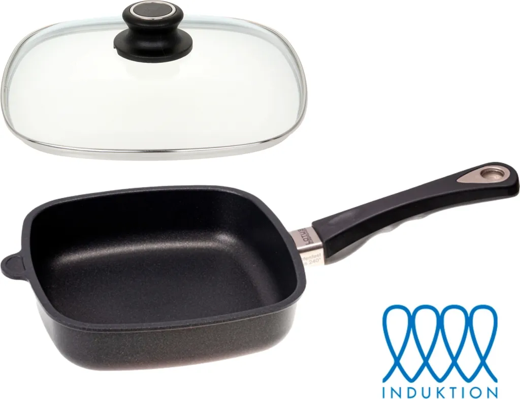 LOTUS Induction Square Pan 29cm Cast Aluminum with Glass Lid