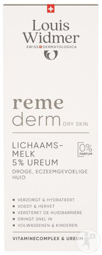 Louis Widmer Remederm Dry Skin Body Milk 5% Urea Fragrance Free Bottle 200ml