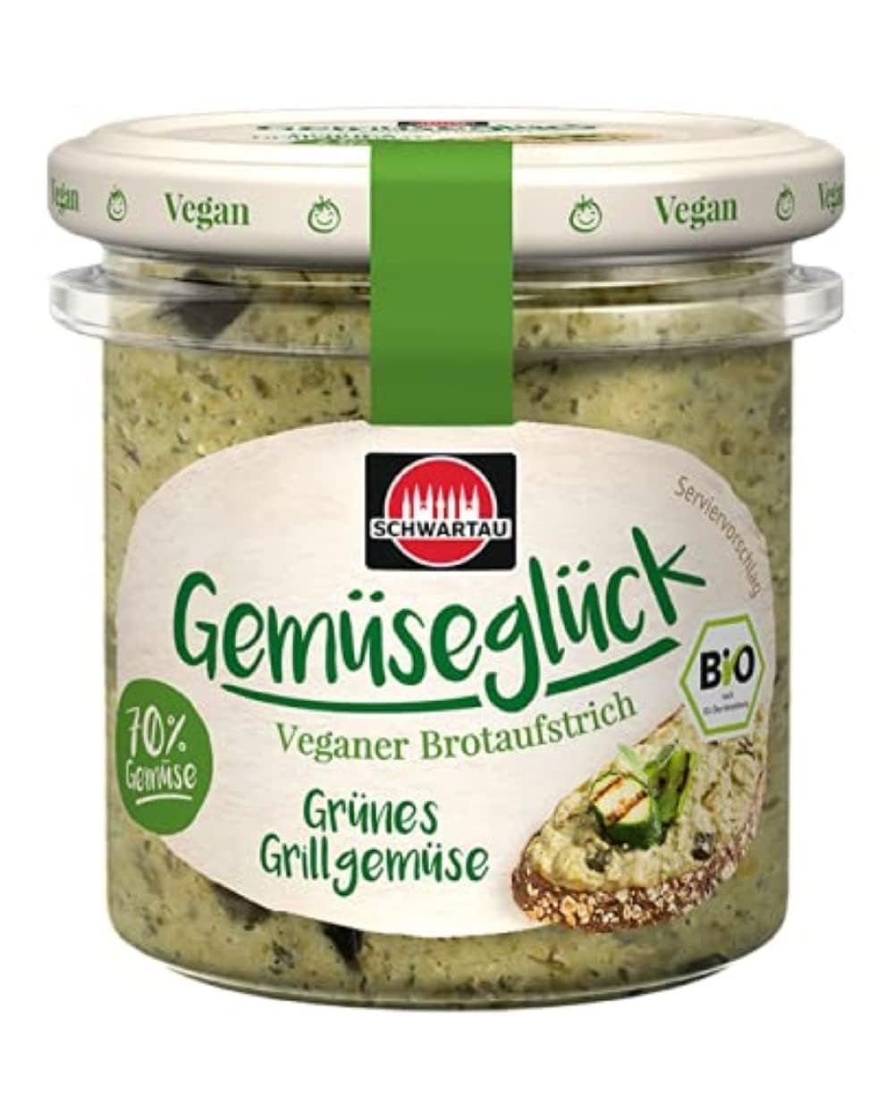 Schwartau Vegetable Glück Green Grilled Vegetables, Vegan Organic Vegetable Spread, 135 g