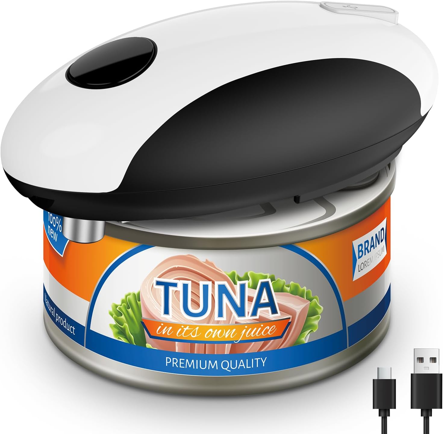 USB Rechargeable Electric Can Opener - Battery Operated, Automatic One-Touch Operation, Magnetic Lid Holder & Smooth Cut, Wireless & Easy for Seniors and All Standard Cans