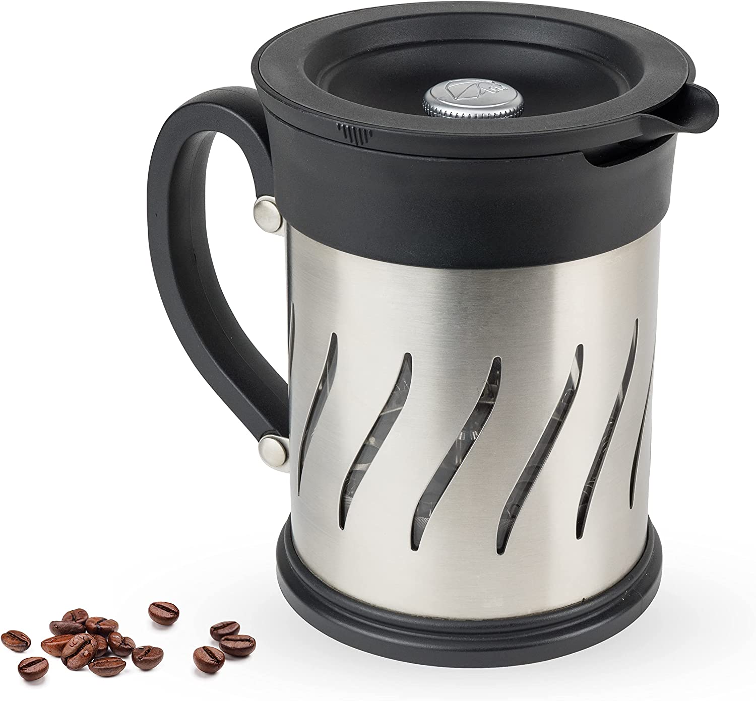 Peugeot 35297 Paris Press coffee grinder and coffee maker in one, stainless steel, plastic, glass, 1