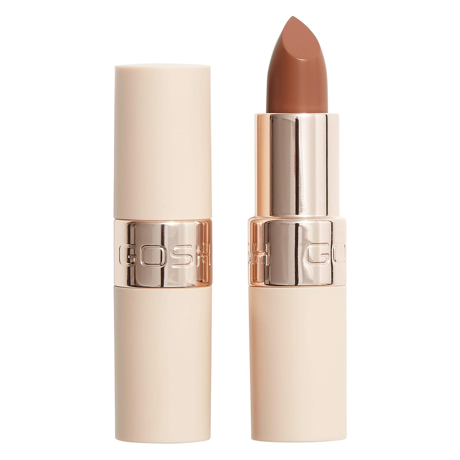 Gosh Luxury Nude Lipstick with Light Shimmer, Intense Nude Tones for Natural Results, Moisturises Soft Lips, Long-Lasting, Fragrance Free & 100% Vegan, 002 Undsed