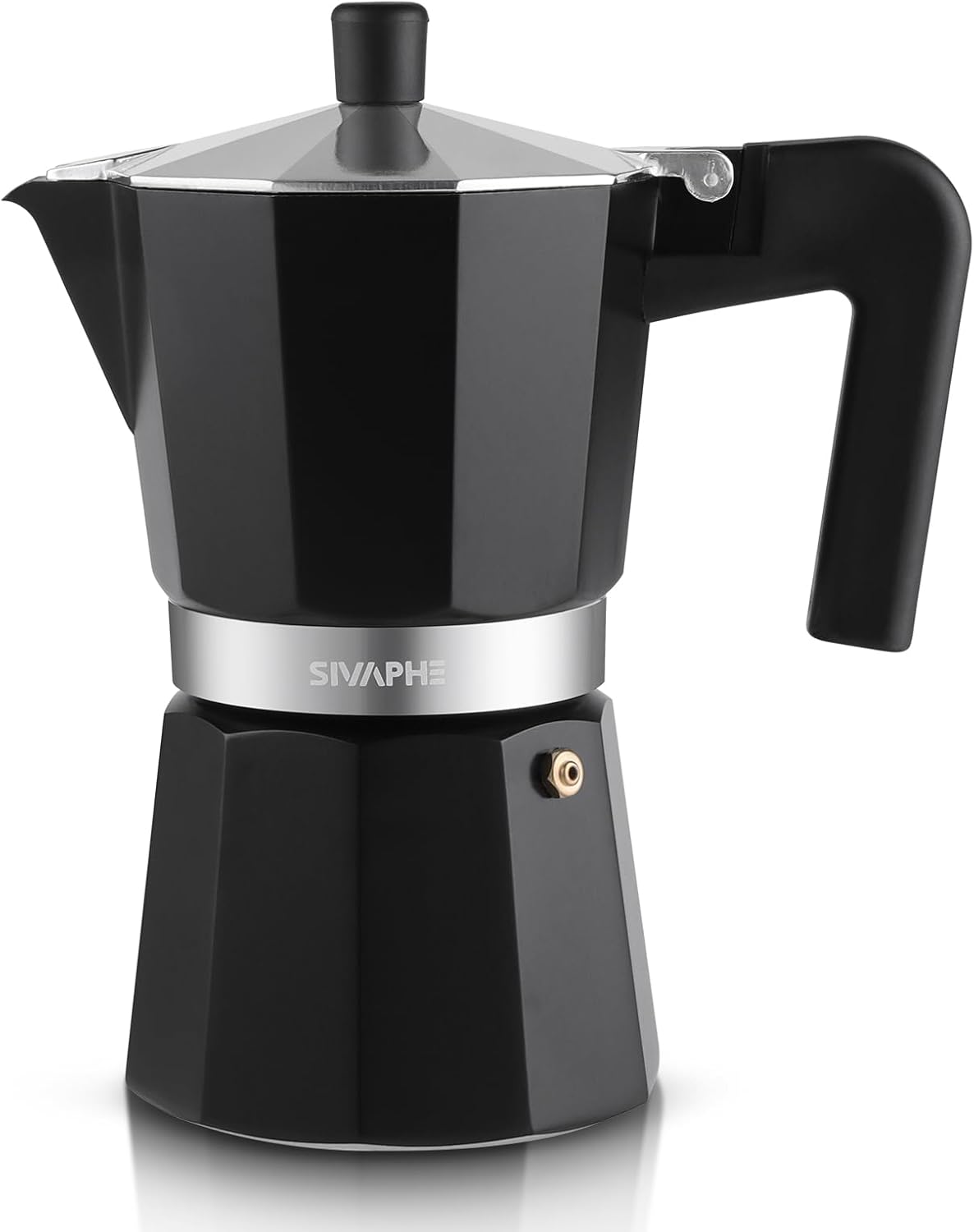 Sivaphe Store Sivaphe Espresso Coffee Machine 9 Cups / 450 ml Aluminium Moka Jug, Coffee Maker Moka Pot for Hob, Gas and Electric Hob, Heat Resistant Handle, Black