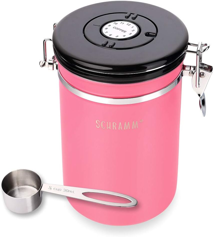 Schramm® coffee jar 1800 ml in 10 colors with dosing spoon height: 18 cm Coffee Canisters Stainless Steel