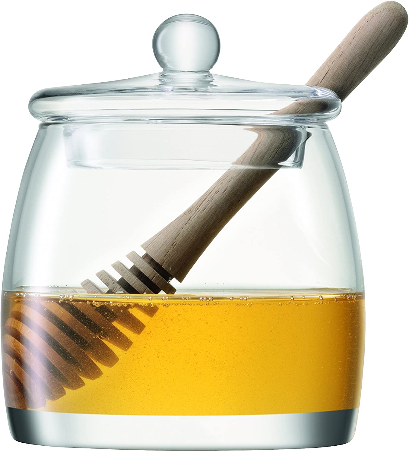 LSA International 12.5 cm Serve Honey Pot and Oak Dipper, Clear