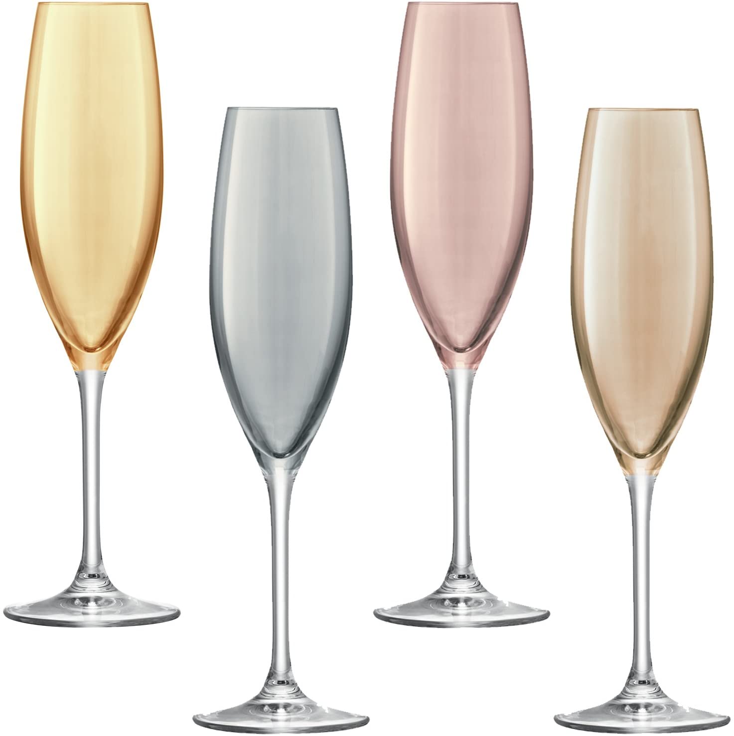LSA International 225 ml Polka Champagne Flute, Assorted (Pack of 4)