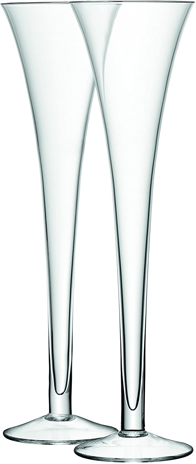 LSA International 225ml Bar Grand Hollow Stem Flute Glass, Clear (Pack of 2)