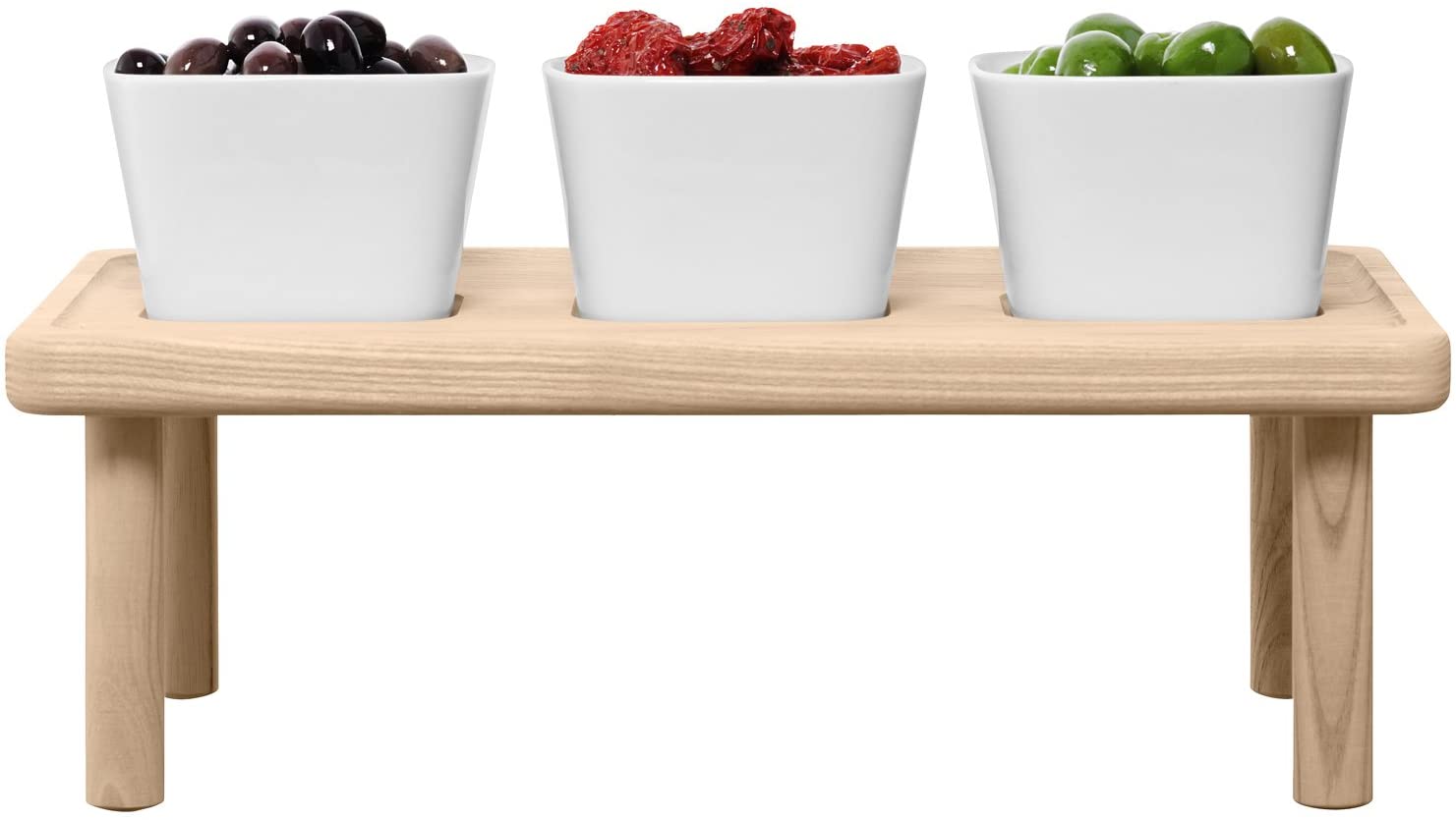 LSA International 35.5 cm Stilt Trio Bowl Set and Stand, Ash