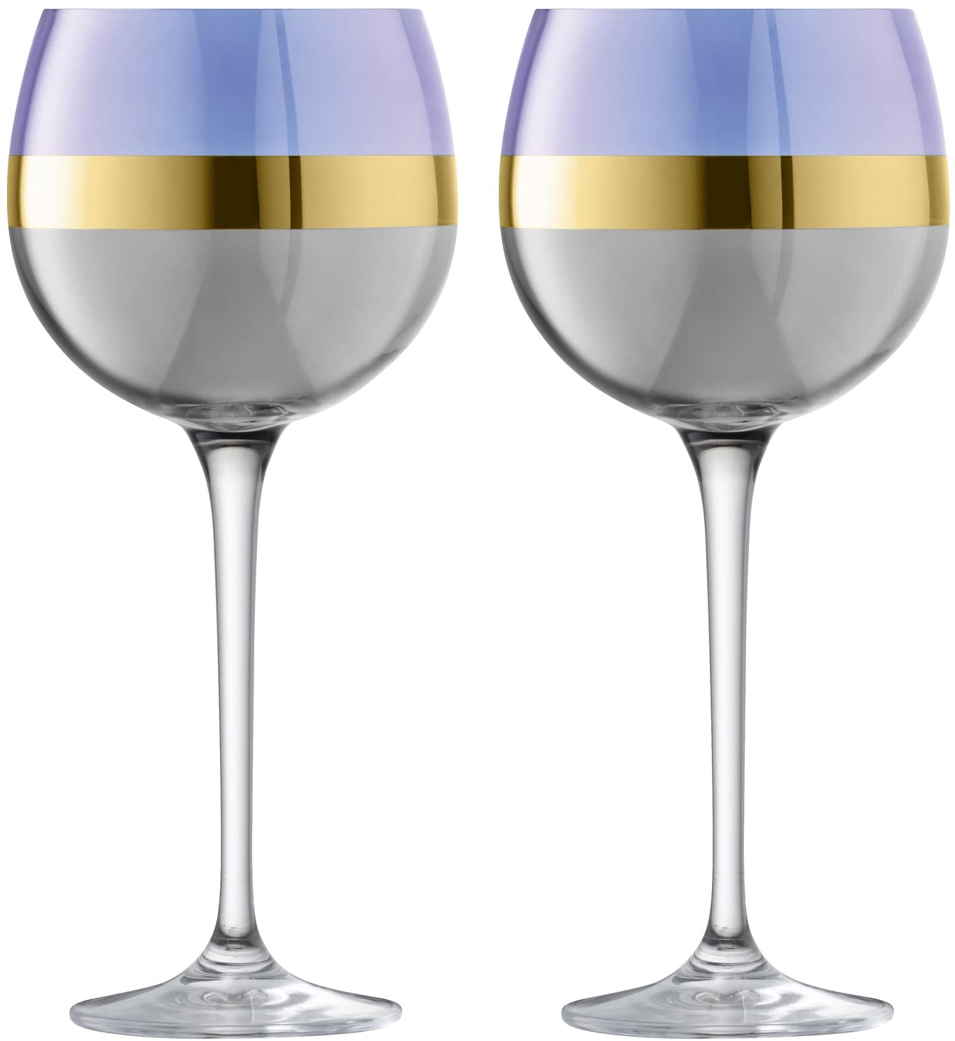 LSA International Bangle Balloon Glass 525 ml Blueberry x 2, Blue