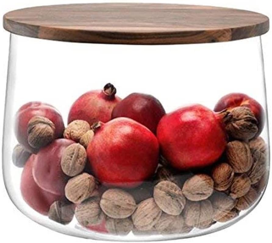 LSA City Container & Walnut Lid Diameter 32 cm Clear