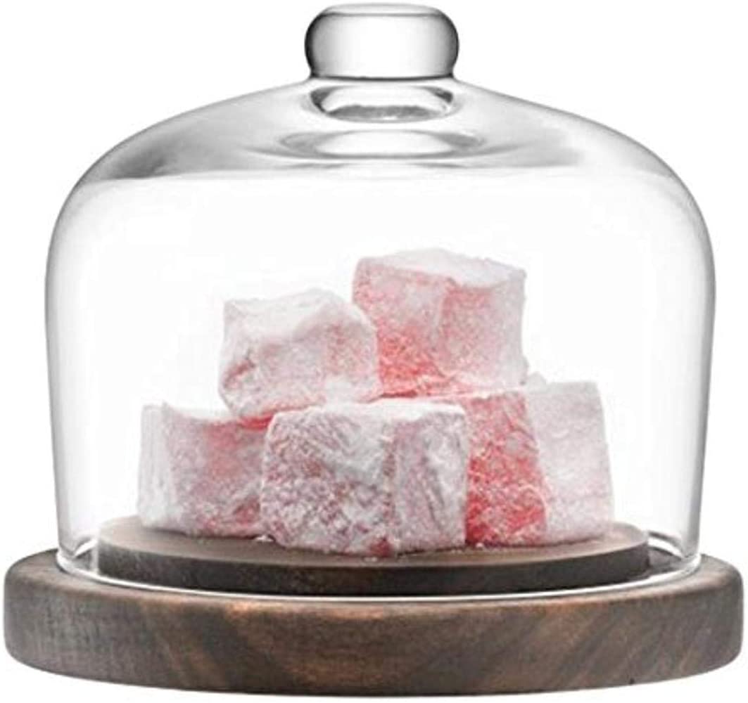 LSA International City Dome with Walnut Base, Clear Glass, 13 cm