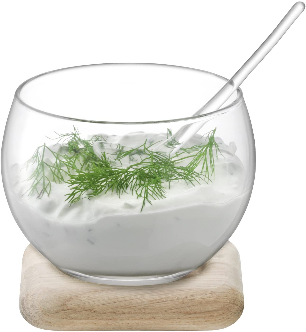 LSA International Dip set and oak base diameter 12.5 cm serve clear, 12.5 x 12.5 x 10.1 cm