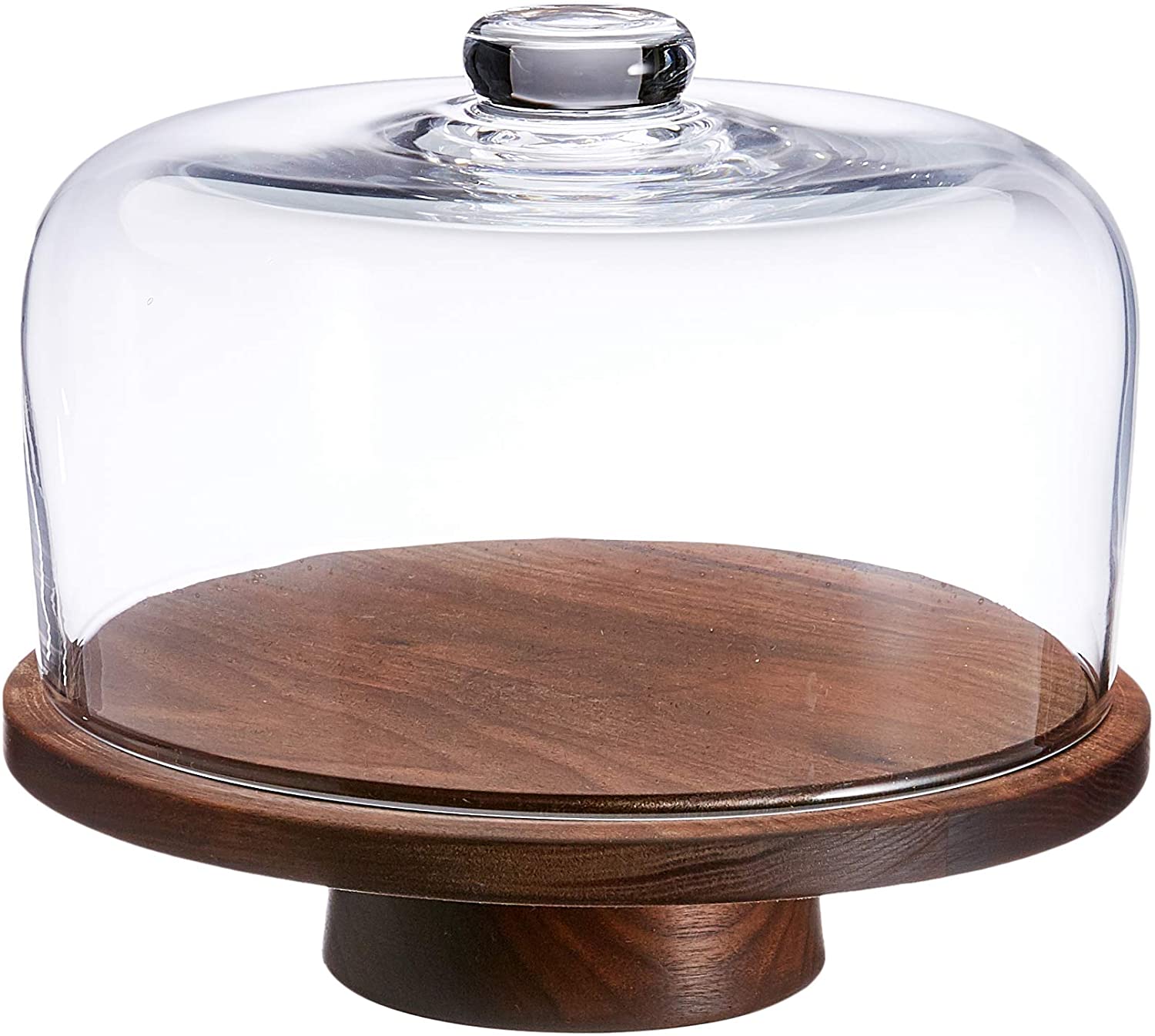 LSA City Cloche & Walnut Base Diameter 26 cm / Height 22 cm Clear
