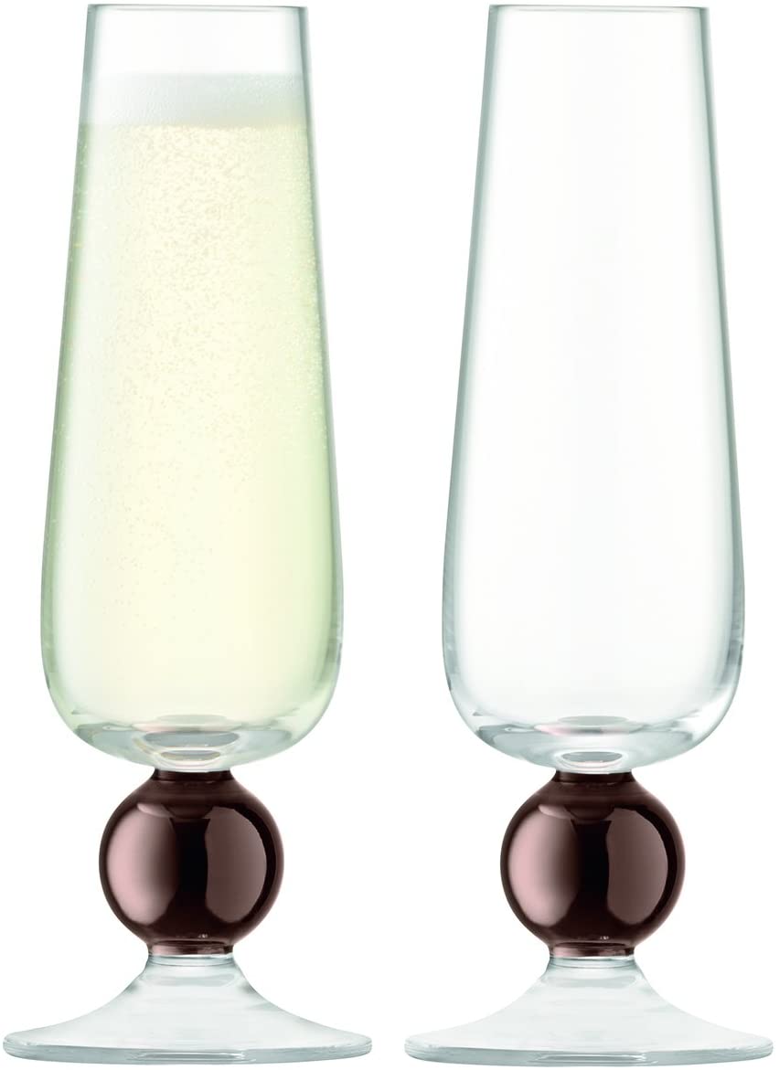 LSA International Oro Flutes, Copper/Clear, 230 ml, Set of 2