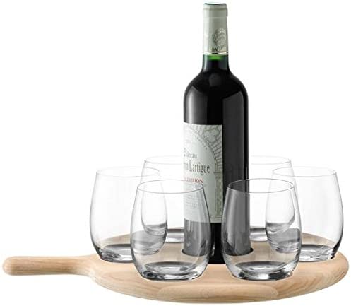 LSA International Paddle Water/Wine Serving Set & Oak Paddle Clear 40 cm