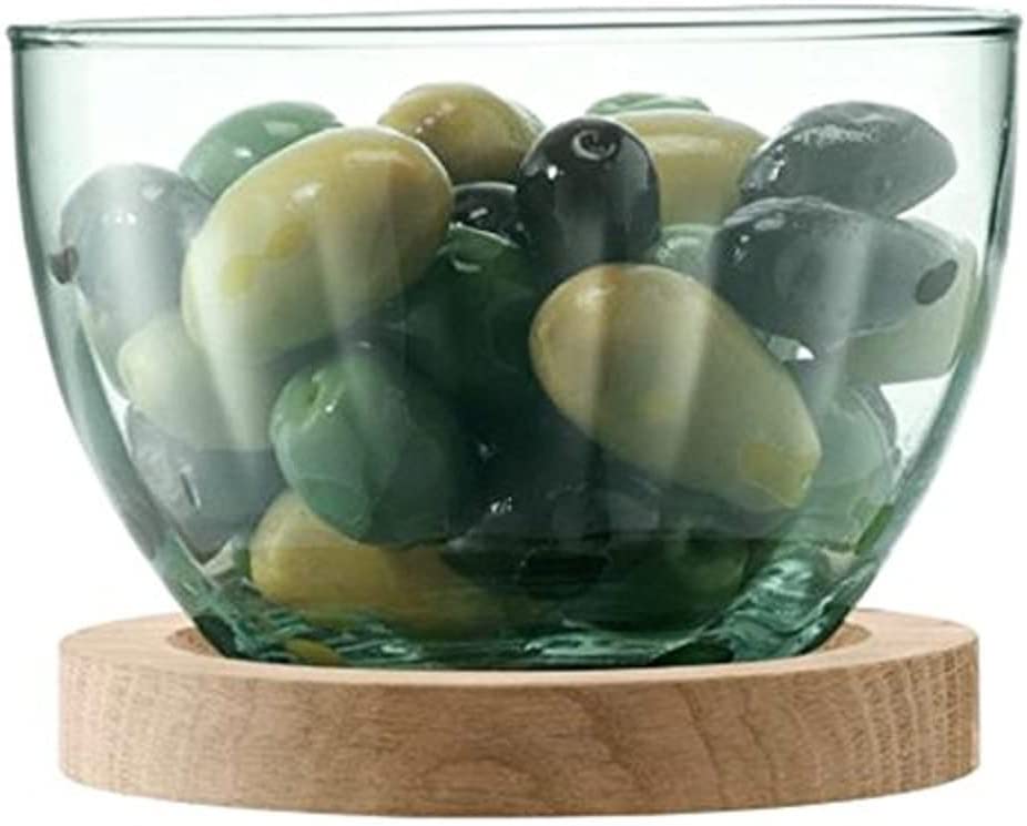 LSA International Recycled Part Optik Mia Serving Platter with Base Oak Glass, Clear, 12 cm