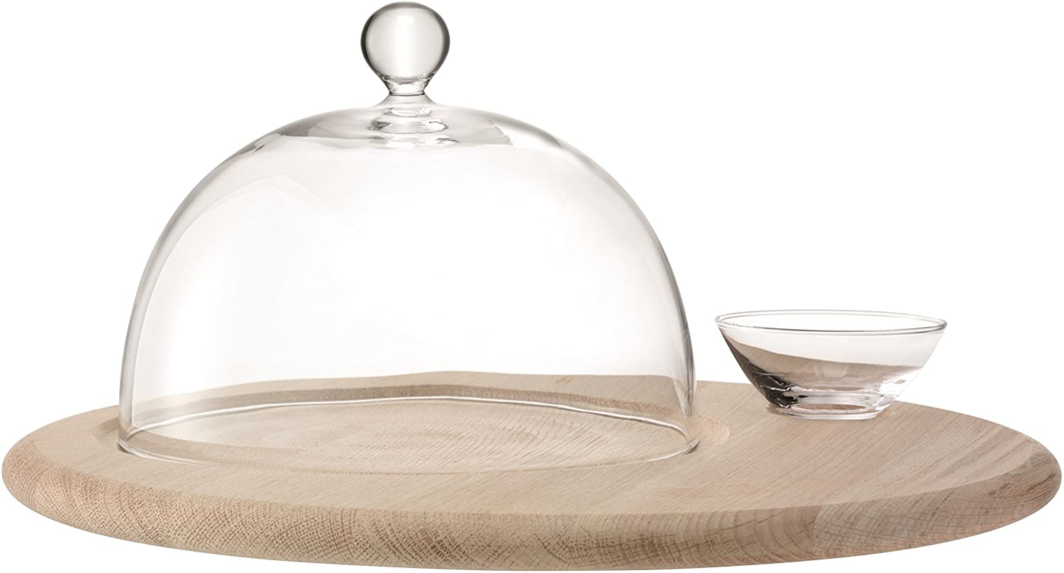 LSA International Serve Cheese Set & Oak Base 40 cm Clear