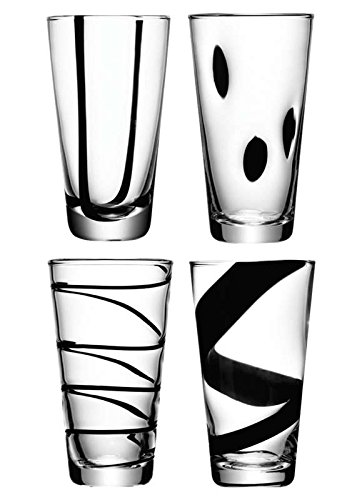 LSA JAZZ "Long Drink Glass 370 Ml-Black Assorted 4 long drink glasses (JA25