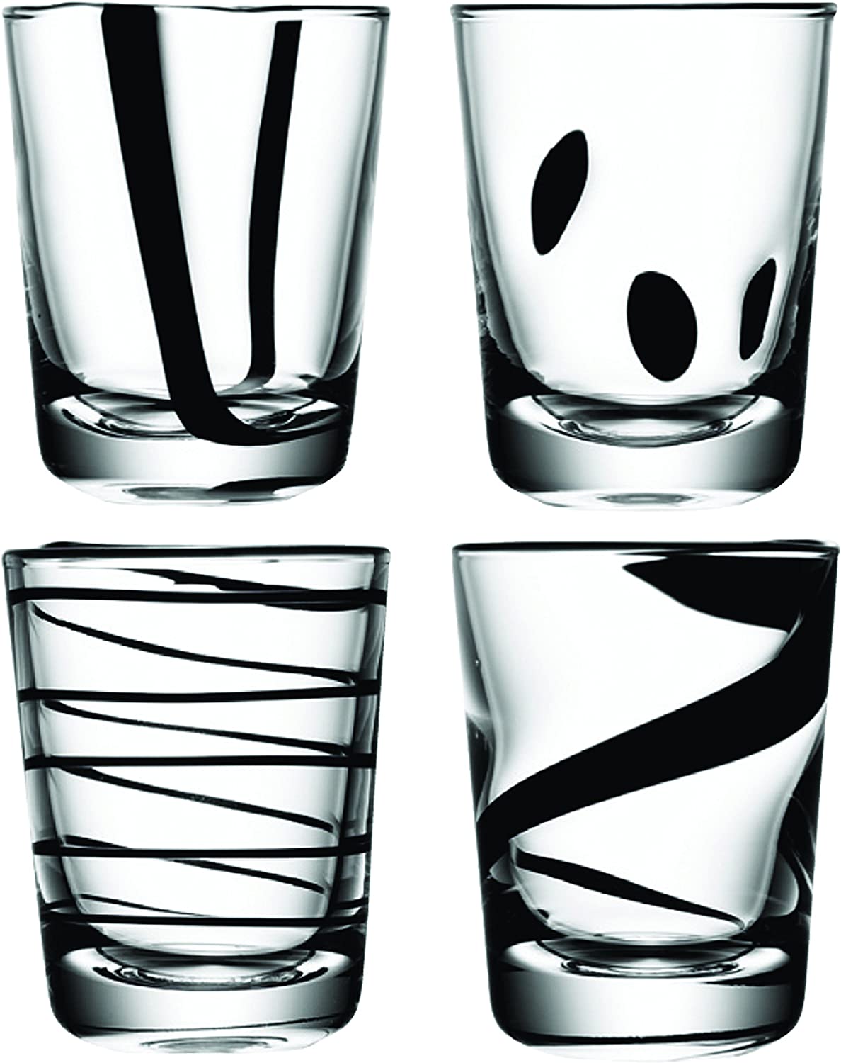 LSA SET 4 JAZZ TUMBLER ASSORTED BLACK DECORS