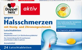 Doppelherz Sucking tablets against sore throat honey lemon, 24 hours