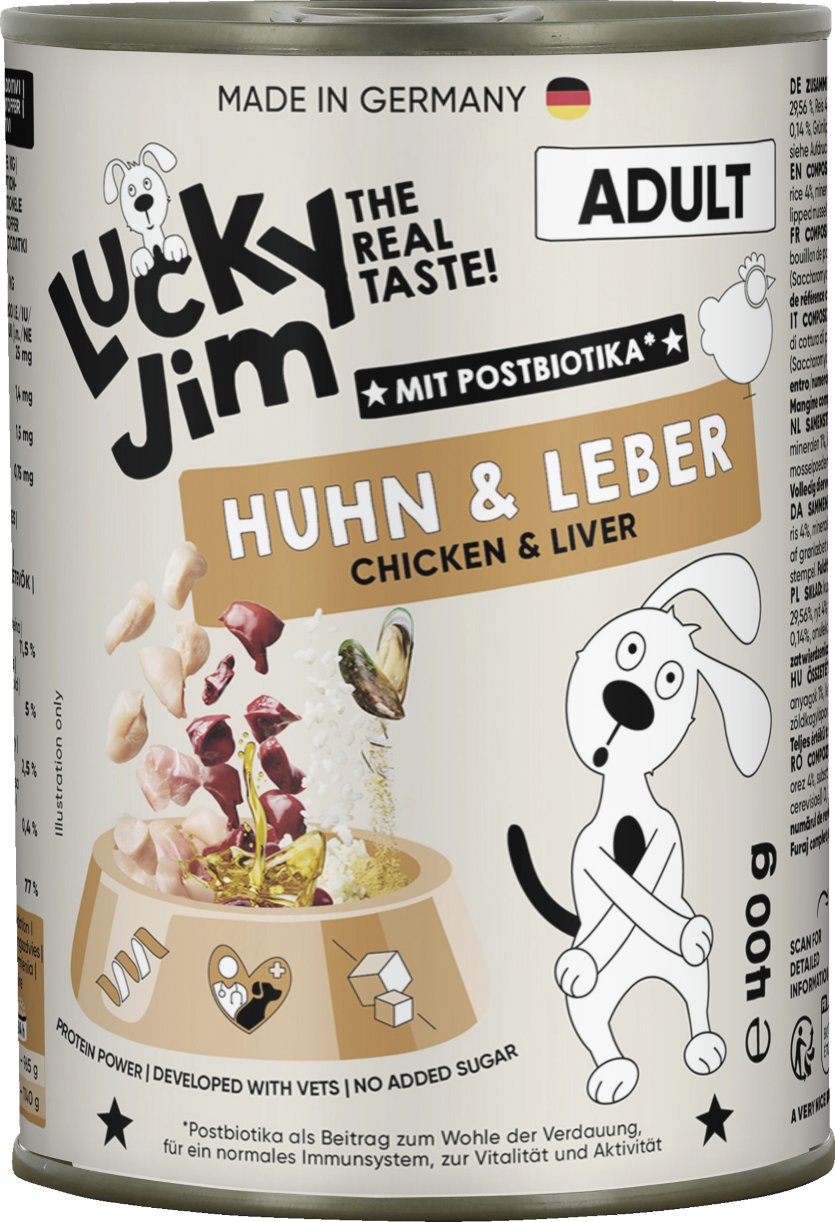 Lucky Jim wet dog food Chicken & Liver 400g