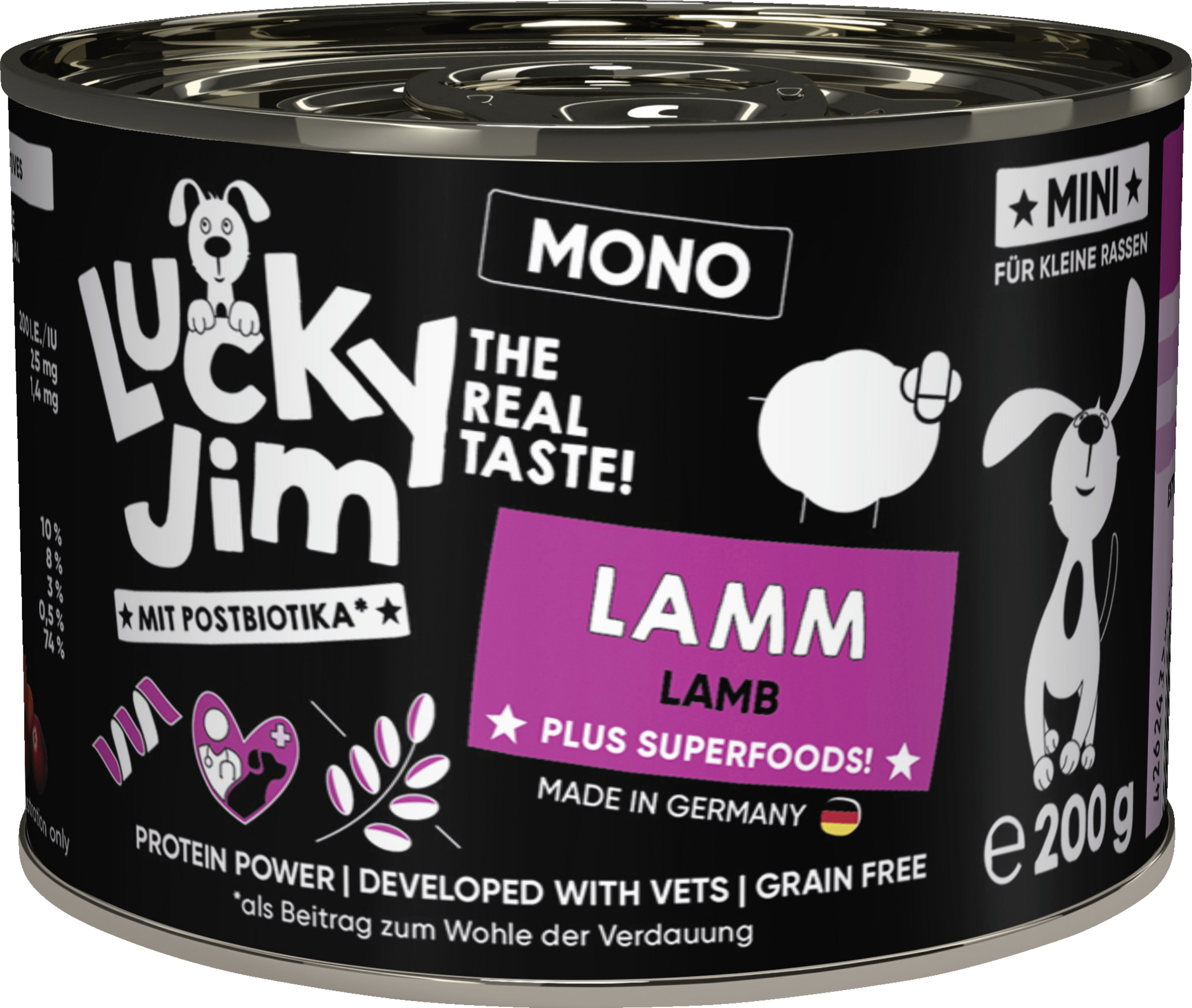 Lucky Jim wet dog food Mini Mono Lamb 200g