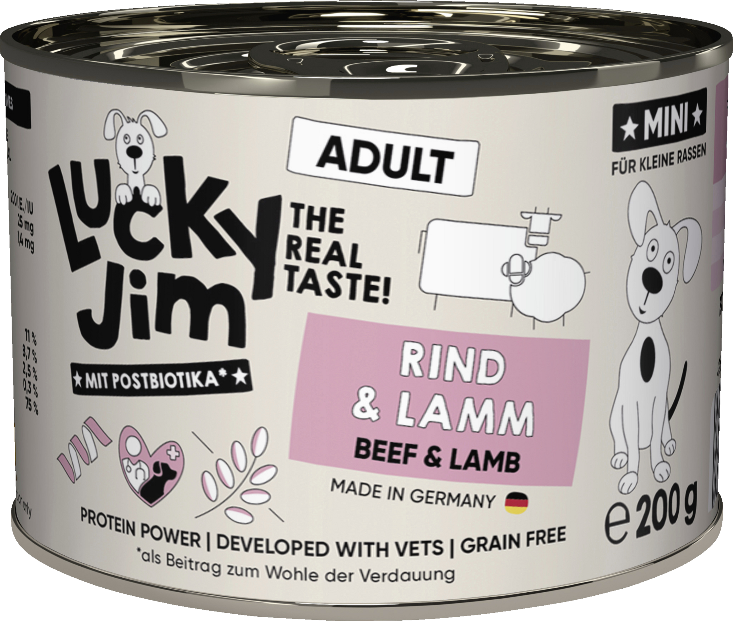 Lucky Jim wet dog food Mini Beef & Lamb 200g