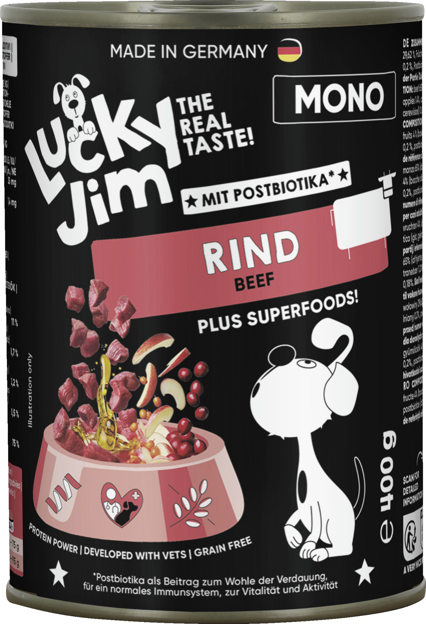 Lucky Jim wet dog food Mono Lamb 400g
