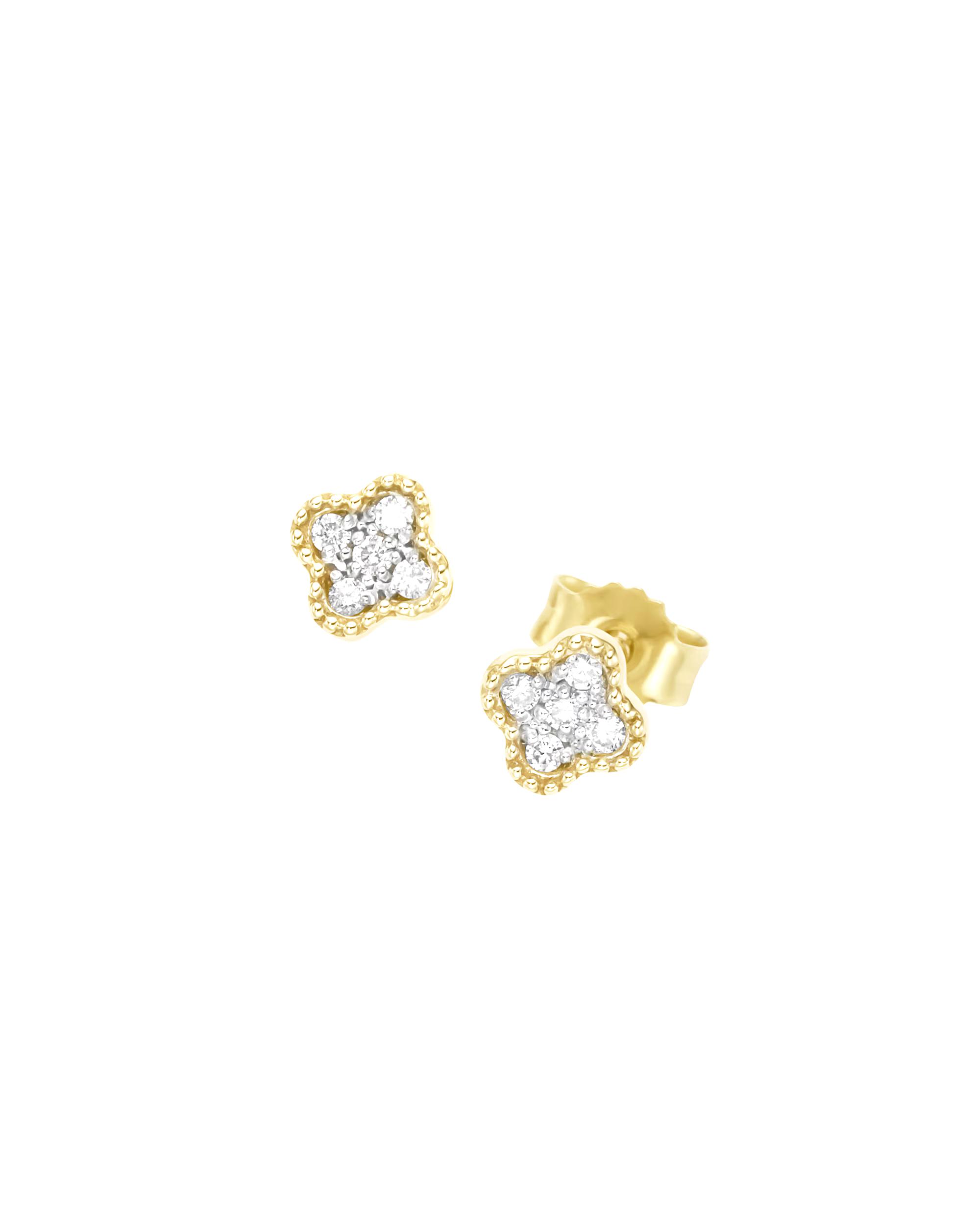 Luigi Merano earring studs flower with sparkling diamonds, 585 gold Onesize