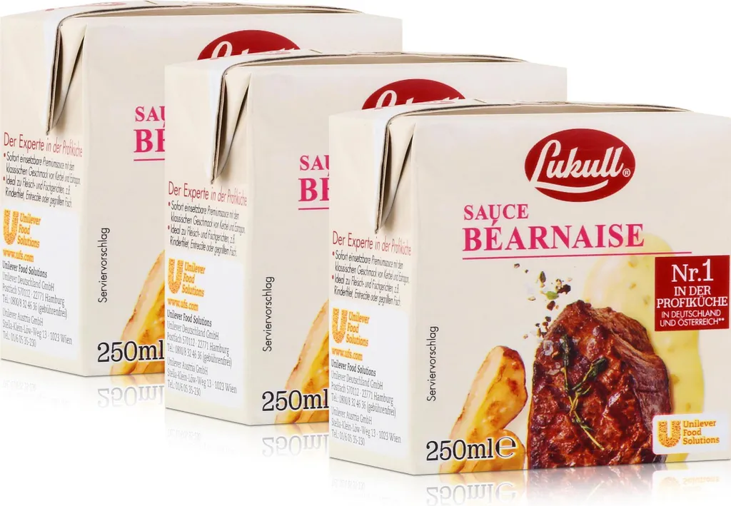 Unilever Lukull Béarnaise Sauce 250ml - Ideal for meat and fish dishes (3-pack)