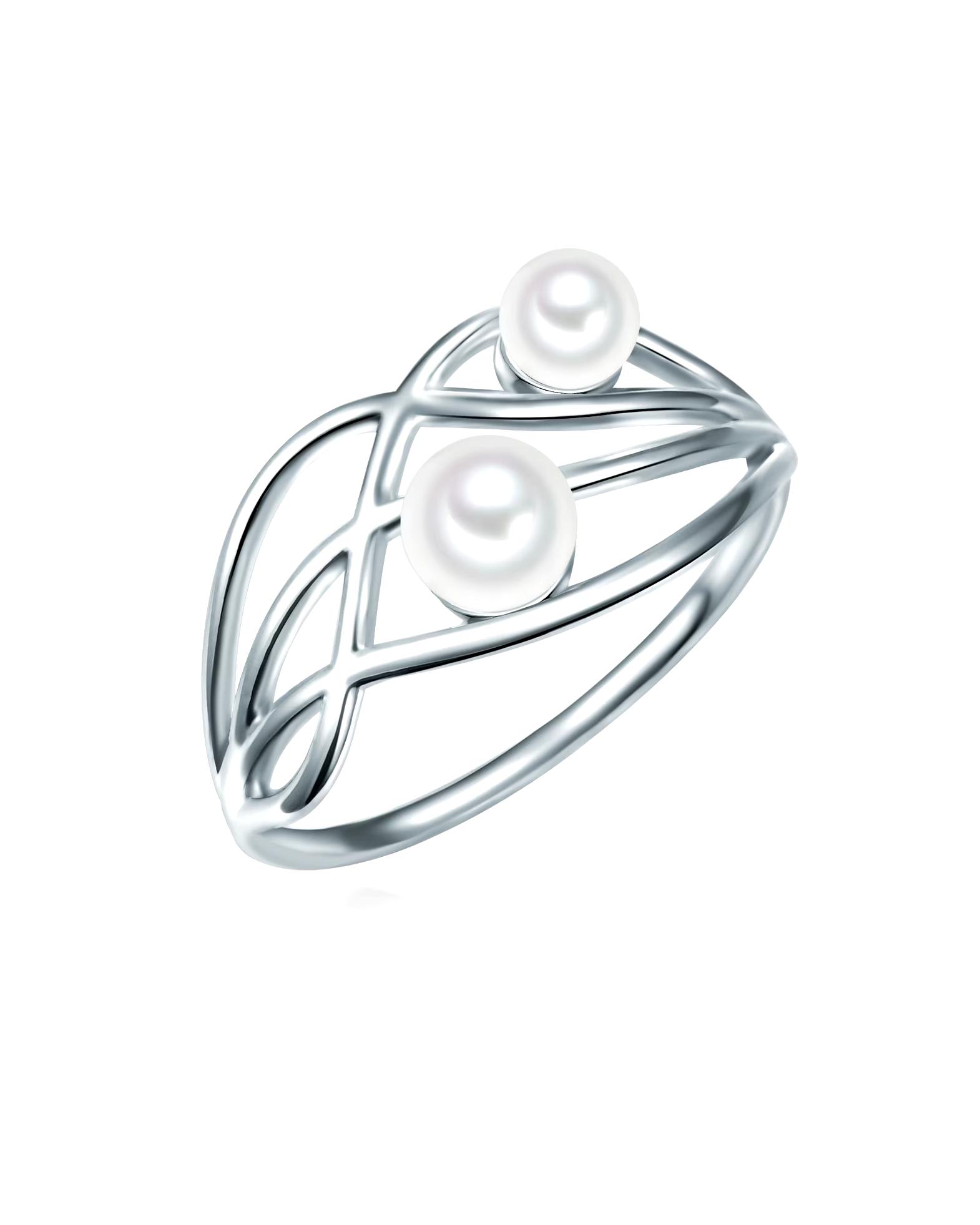 Lulu & Jane Ring Pearl Ring Brass Shell Pearl in Silver