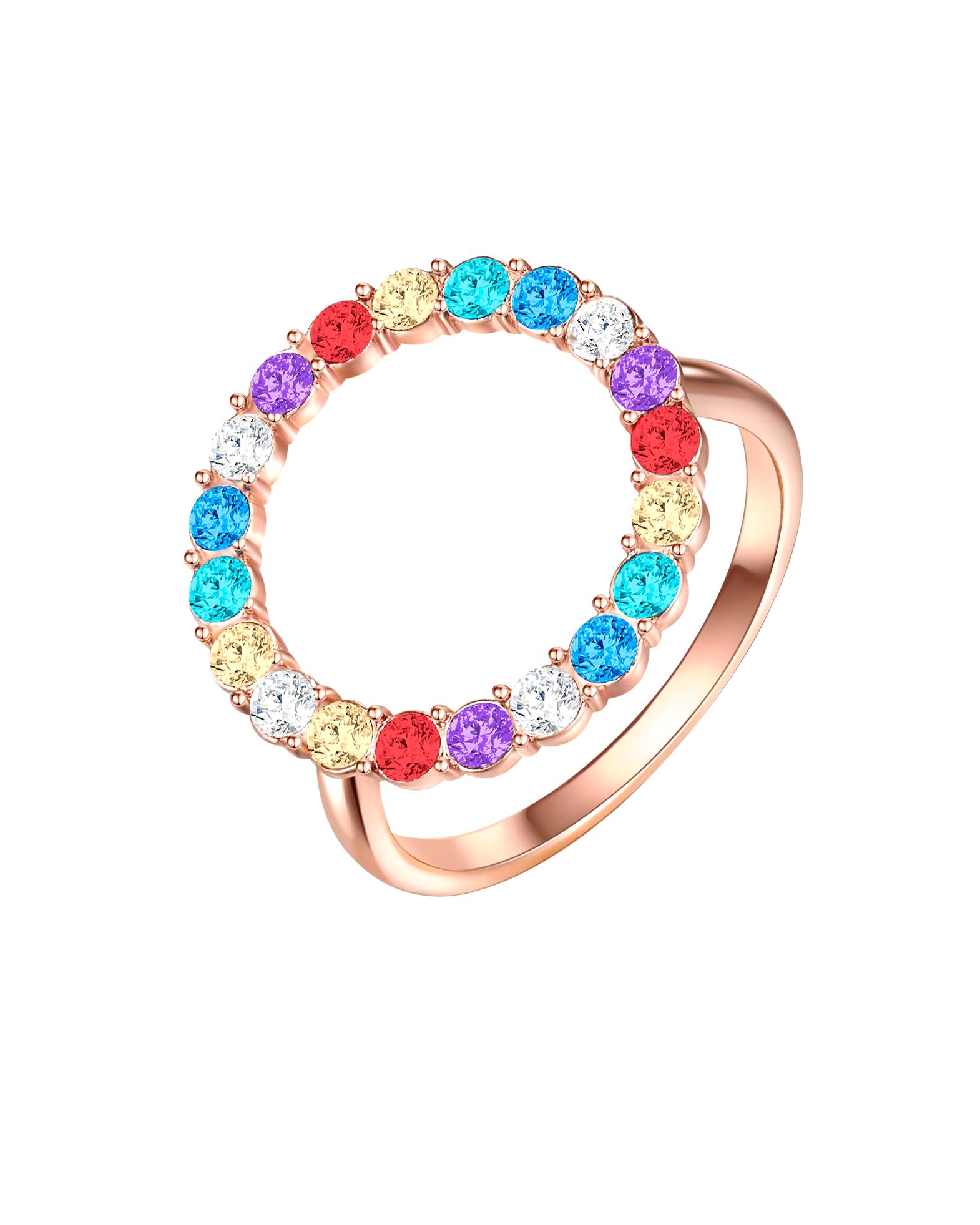 Lulu & Jane ring ring circle brass decorated with crystals from Swarovski® in rose gold