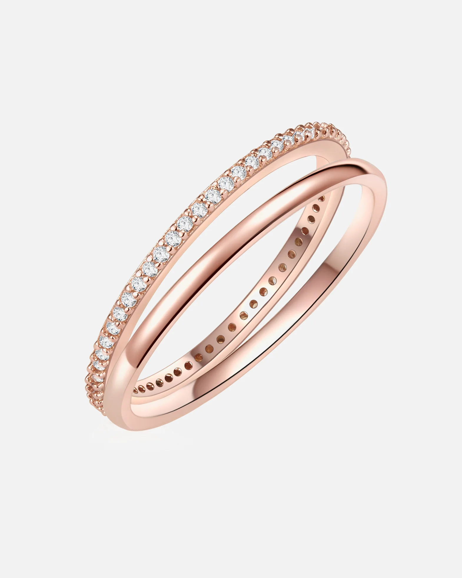 Lulu & Jane Ring Ring Brass Zirconia in Rose Gold