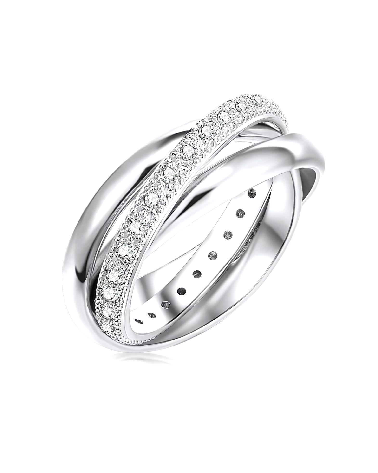 Lulu & Jane Ring Ring Brass Zirconia in Silver