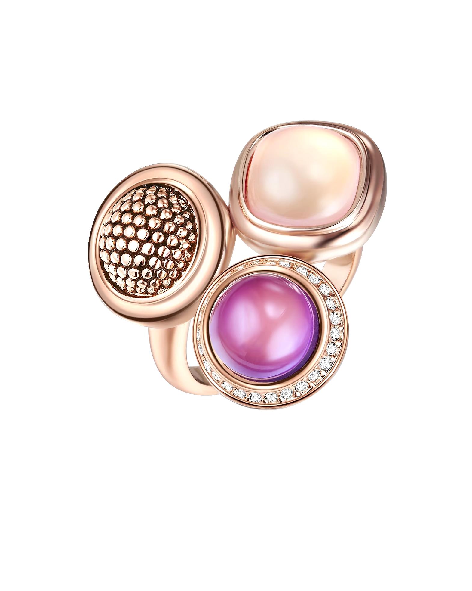 Lulu & Jane Ring Ring Metal Alloy Glass in Rose Gold
