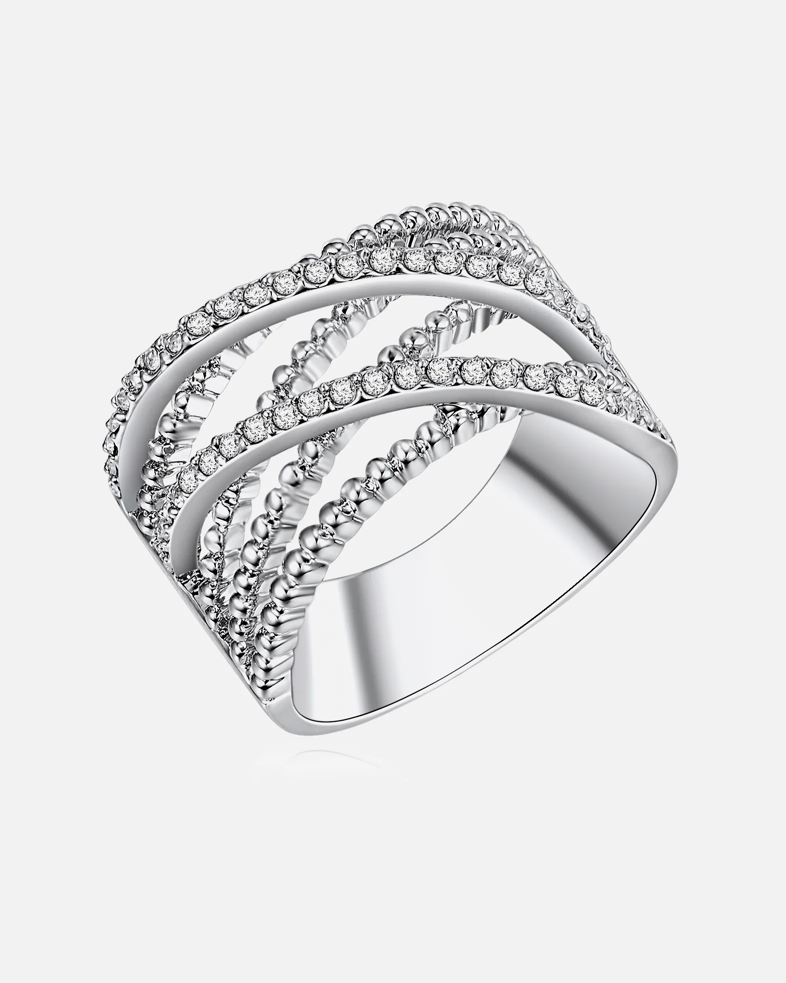 Lulu & Jane Ring Ring Metal Alloy Glass in Silver