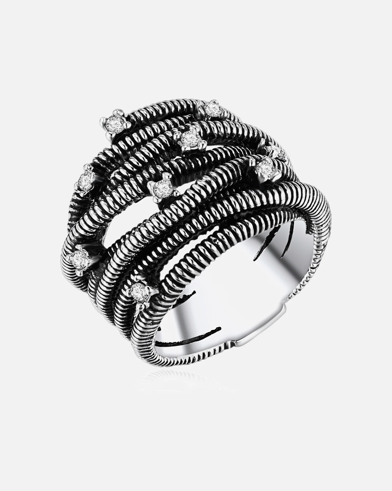 Lulu & Jane Ring Ring Metal Alloy Glass in Silver