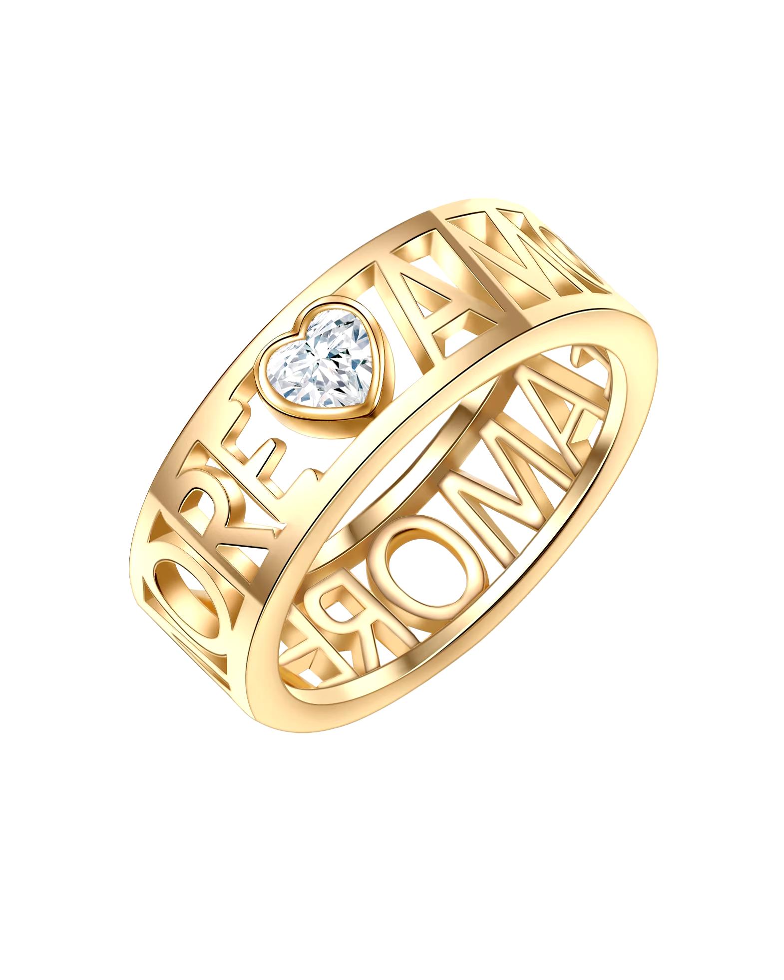 Lulu & Jane Ring Ring metal alloy decorated with crystals from Swarovski® in yellow gold