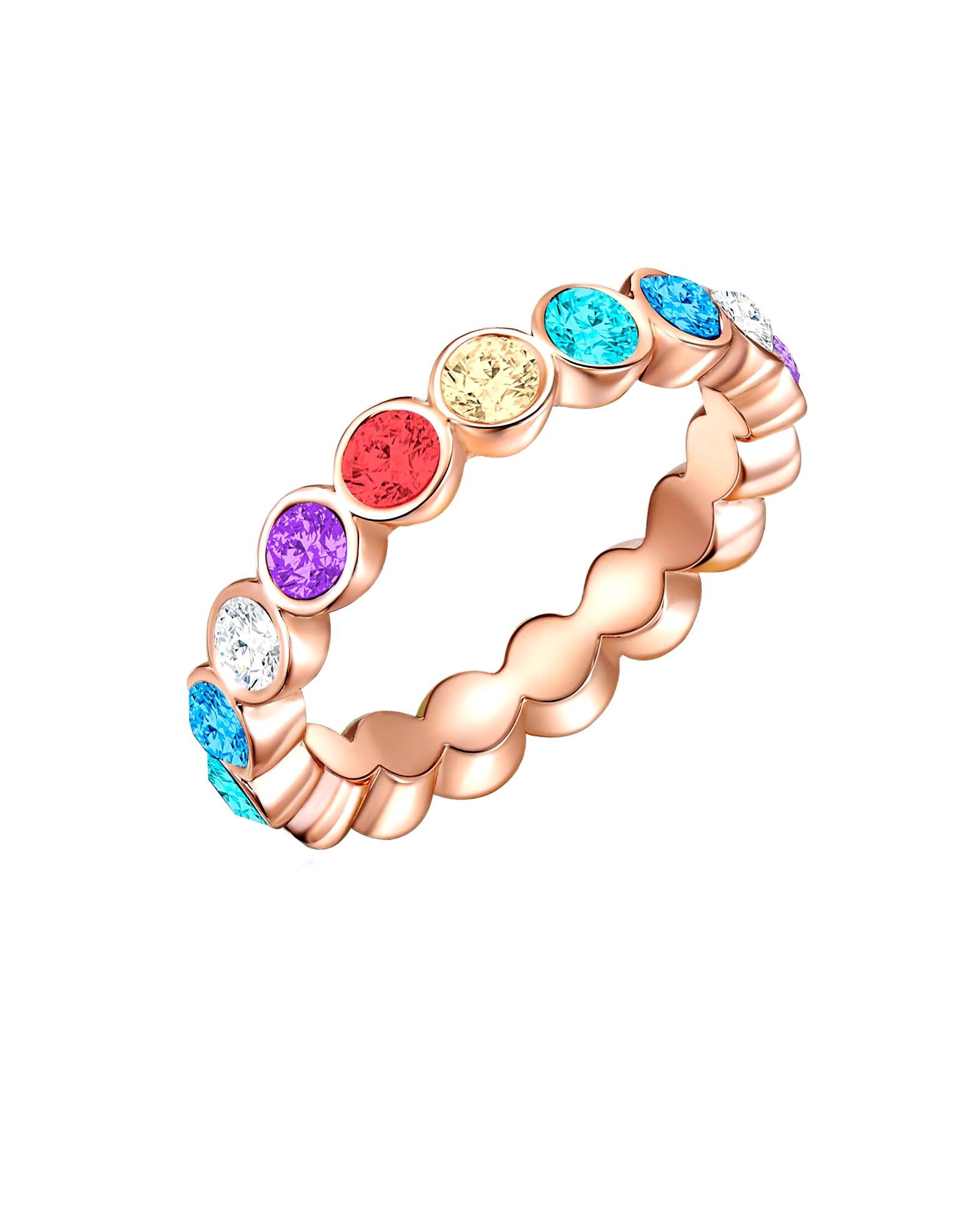 Lulu & Jane Ring Ring metal alloy decorated with crystals from Swarovski® in rose gold