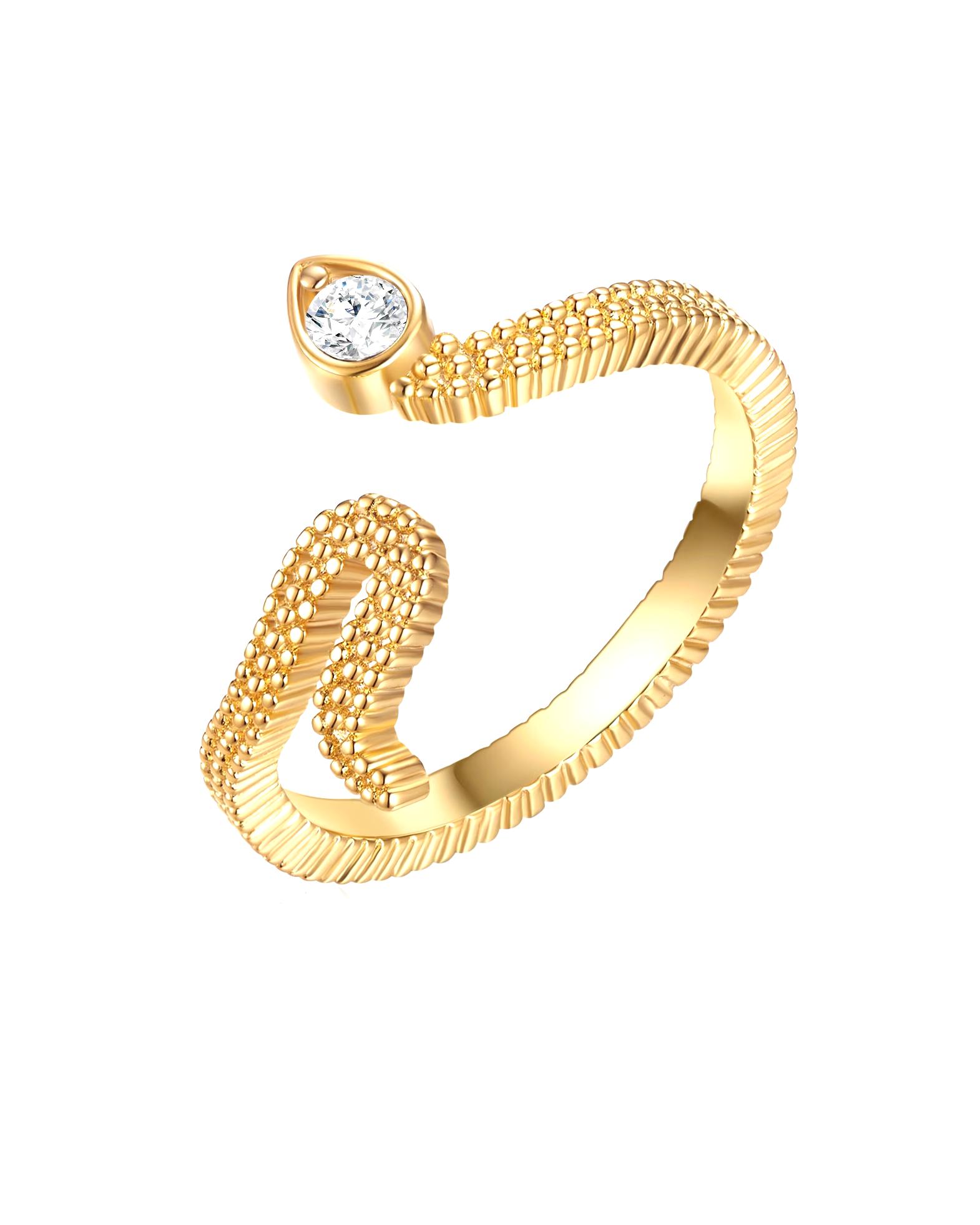 Lulu & Jane ring snake ring made of metal in yellow gold decorated with crystals from Swarovski®