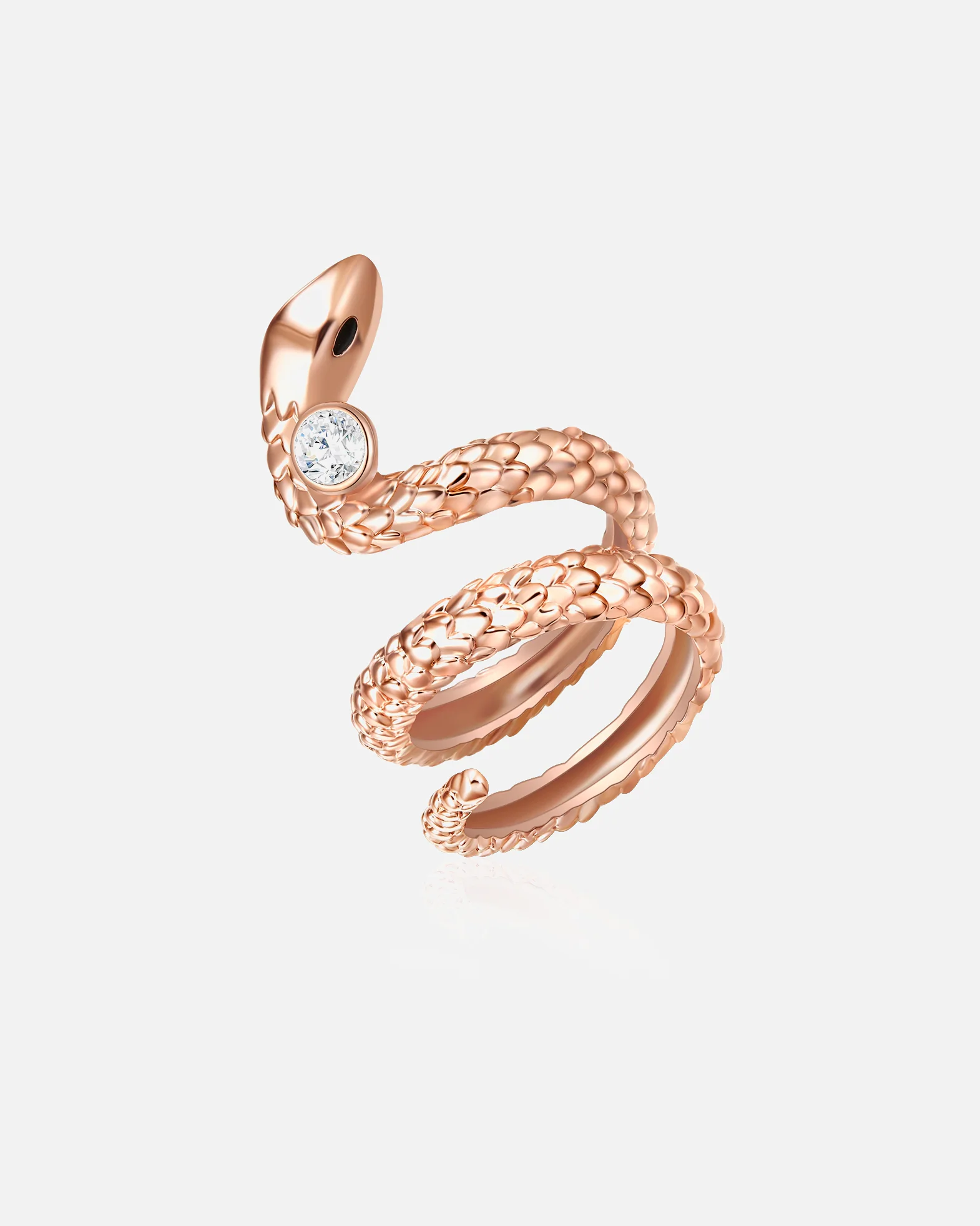 Lulu & Jane Ring Ring Snake metal alloy decorated with crystals from Swarovski® in rose gold